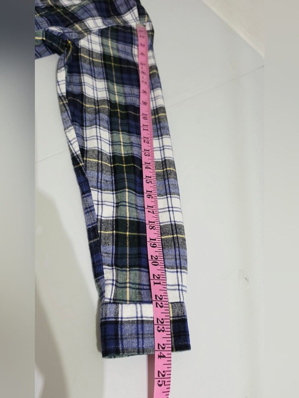 L.L.Bean Women M Tartan Plaid Flannel Shirt Relaxed Fit 100% Cotton Blue Green - Picture 9 of 13